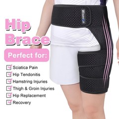 Wisesso Hip Brace, Groin Wrap Braces for Sciatica Pain One Size, Pink
