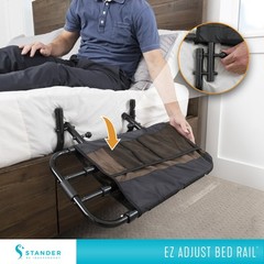 Stander EZ Adjust Bed Rail – Senior Safety Rail with Pouch, Black, ASTM Approved