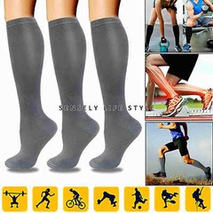Black Knee High Compression Socks For Men Women 20 mmHg Small – Extra Large Size