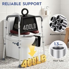 Raised Toilet Seat with Handle for Seniors Adjustable Aluminum Alloy, Elevated