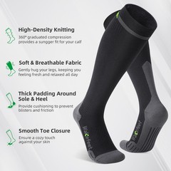 Medical Compression Socks for Men & Women, 3 XXL, Black Grey, Woody Scent