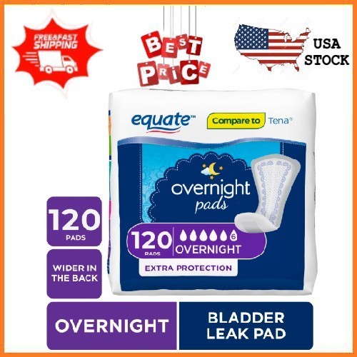120 Count Equate Options Women’s Incontinence Pads, Unscented, Overnight
