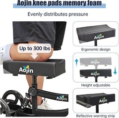 Aojin Knee Scooter Steerable Portable Walker 8″ Front Wheels Senior 300lb Black