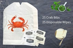 Disposable Crab Bibs for Adults with Wet Wipe Moist Towelettes, 50 Pc. Set…