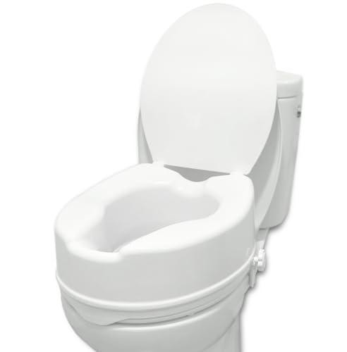 PEPE Mobility Raised Toilet Seat with Lid for Elderly 6″ High, Fits Round and El
