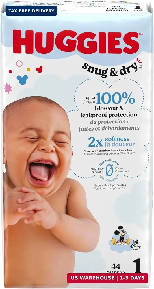 Huggies Size 1 Diapers, Snug & Dry Newborn Diapers, Size 1 (8-14 lbs), 44 Count,