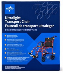 Medline MDS808200F3R Ultralight Transport Chair Red Folding 300 lb New in Box