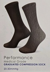 Medical Grade Compression Performance Socks 20-30mmHg SZ LG Black Unisex