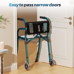 Narrow Walkers for Seniors, Folding Standard Walker with Seat, Lightweight Al…