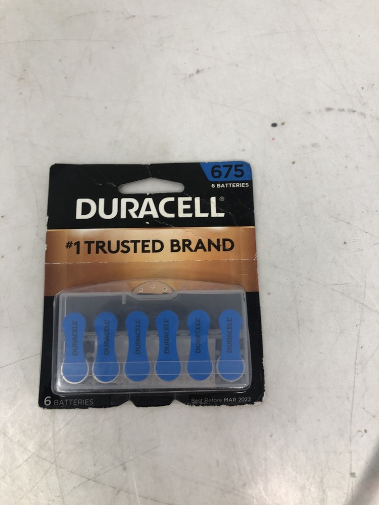 Duracell Hearing Aid Batteries Blue Size 675, 6 Count Pack,675A Size Hearing Aid
