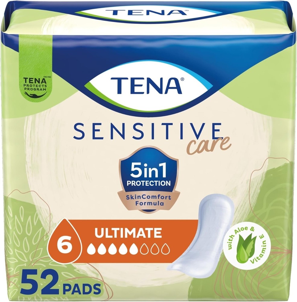 TENA Sensitive Care Bladder Control Pads, Regular 6 / Long 6.5 Drops