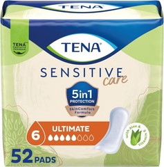 TENA Sensitive Care Bladder Control Pads, Regular 6 / Long 6.5 Drops