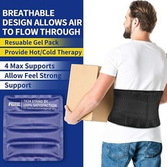 Hot/Cold Gel Pack Back Brace, Lumbar Support Back Pain Relief, Herniated Disc XL