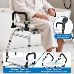 Sliding Tub Transfer Bench Shower Chair Swivel Seat & Backrest 220lbs