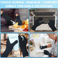2Pairs Copper Infused Arthritis Compression Gloves Full Finger Joint Pain Relief