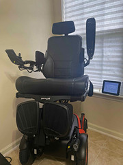 Permobil M3 Power Wheelchair Black/Red Joystick, Headlight, Turn Signals, USB