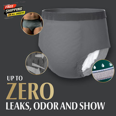 Real Fit Incontinence Underwear for Men, Adult Diapers, S/M, Grey, 56 Count👌 ✅