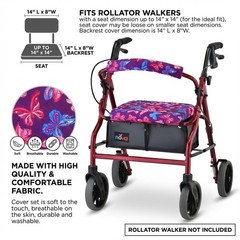 NOVA Rollator Walker Seat & Backrest Cover Set – Purple Butterflies