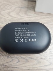 Royal Hearing F-AID Ear-Hook Hearing Aid Black Wireless Bluetooth Rechargeable