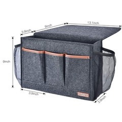 Dark Grey Bedside Caddy Large Storage Organizer 8 Pockets 13.4×18.1 Inch
