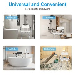 Adjustable Shower Chair with Flip Up Arms Heavy Duty Bath Seat Supports 397 lbs