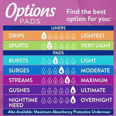 Equate Options Moderate Absorbency Regular Length Pads Value Pack, 72 count
