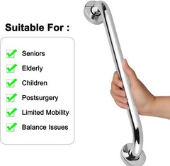 Multi-Purpose Stainless Steel Grab Bars, 18 Inch Bathroom Shower Handles, 2 Pack