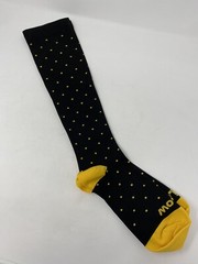 Wellow Bamboo Compression Socks L XL Black Yellow Dots Knee Length 18-25 mmHg