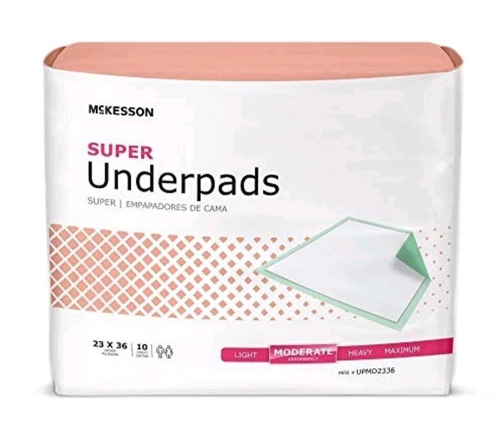 McKesson Super Underpads 23 x 36 in Moderate Absorbency Odor Control 10 Ct