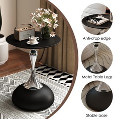 Funecy Metal Round End Tablemodern Pedestal Tablecorner Drink Tablesaccent Side