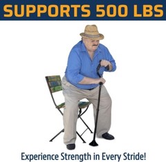 StrongArm Comfort Walking Cane w/ Self Standing Base Lightweight + Adjustable