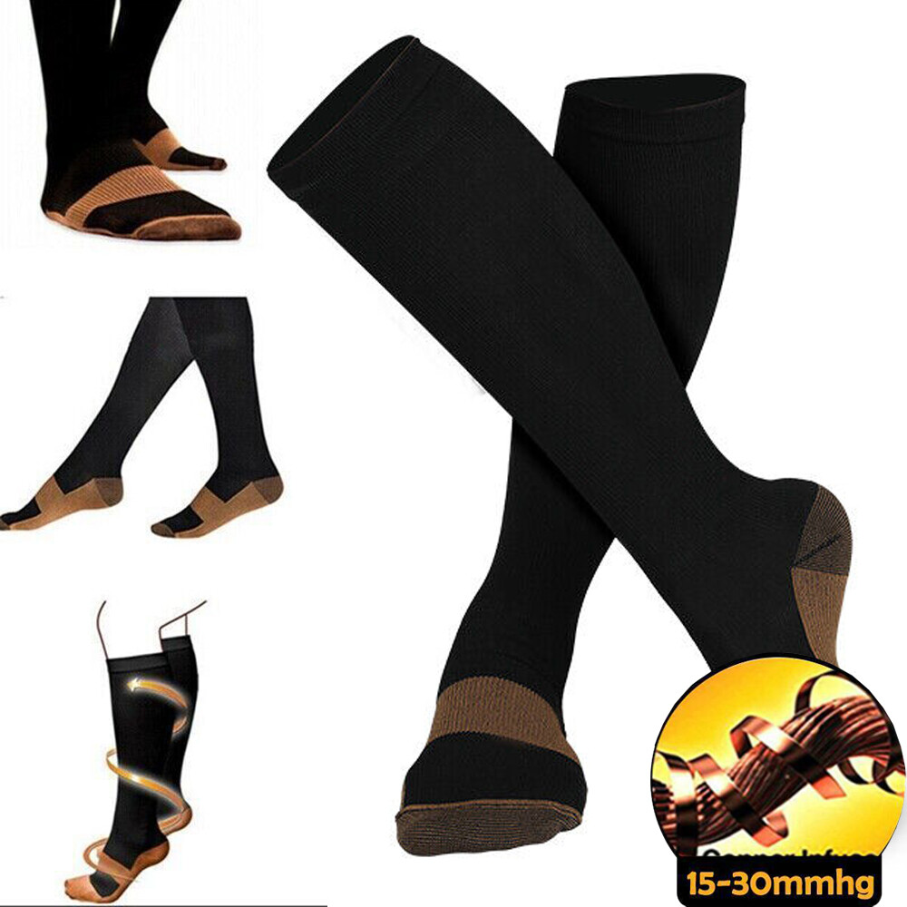 Copper Compression Socks 15-20mmHg Best for Men Women Running Athletic Medical @