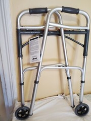 Drive Medical Deluxe 2 Button Folding Walker Model #10210-4ASM with 5″ Wheels