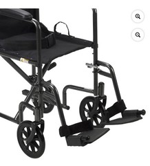 Transport Wheelchair Black Foldable Padded Armrests Seat Belt Swing Away Legs