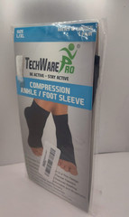TechWare Pro Compression Ankle/Foot Sleeve – Unisex – Large/XL – Blue/Black