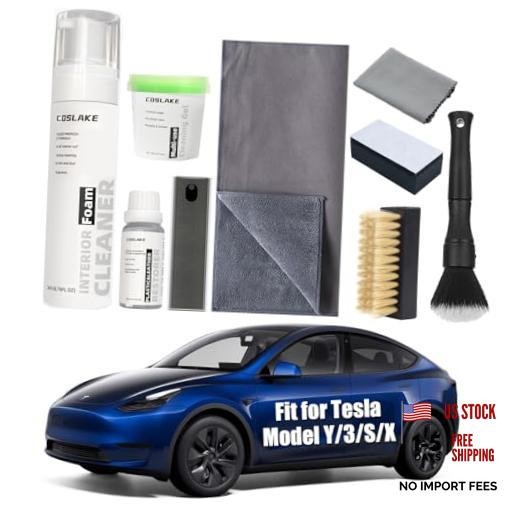 for Tesla Interior Cleaner Kit 9PCS, Foam Seat Cleaner Safe for Tesla Black &