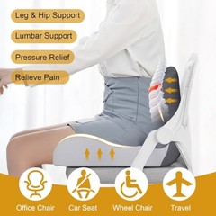 Orthopedic Memory Foam Car Seat Cushion for Sciatica & Back Pain Relief – Grey