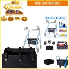 Large Under Seat Rollator Bag for Seniors Black, Fits Four Wheel Walkers