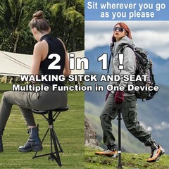 Walking Cane with Seat Folding Lightweight, Portable Cane Seat with Carry Bag…