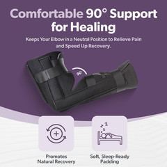 Elbow Immobilizer Brace | Removable Long Arm Cast and Soft Forearm Orthosis Spli