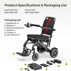 Q3 Lightweight Electric Wheelchairs for Adults & Seniors Foldable 22 Miles Range
