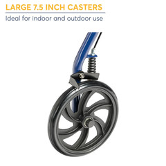 Drive Medical 4 Wheel Rollator Walker w/ Removable Back Support Blue