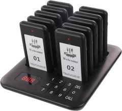 Restaurant Pager System, 10 Wireless Pagers, Touch Keyboard Calling Customers Wa