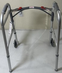 Drive Medical Two Button Folding Walker with 5″ Wheels 350lbs 10210-4ASM