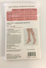 SOLiMO Open Toe Compression Socks Sheer Knee High 1 Pair BEIGE 15-20 size L