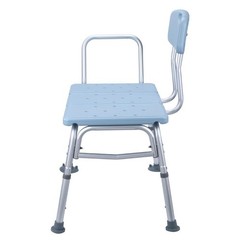 330 Lb. Height Adjustable Blue Bath & Shower Transfer Bench with Back &Side Arm