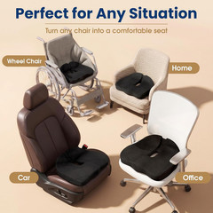 Ergonomic Seat Cushion for Office Chair Memory Foam Coccyx Pain Relief Non Slip