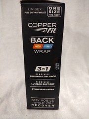 COPPER FIT Rapid Relief Back Support 3-in-1 Adjustable Hot/Cold Therapy One Size