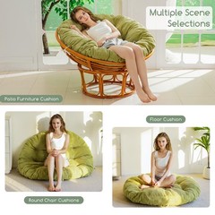 HIGOGOGO Papasan Chair Cushion with Corduroy Cover (Without 48inch, Green