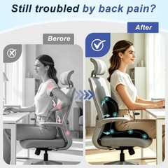 BANKQF Seat Cushion for Office Chair and Car, Ergonomic Memory Large, Black